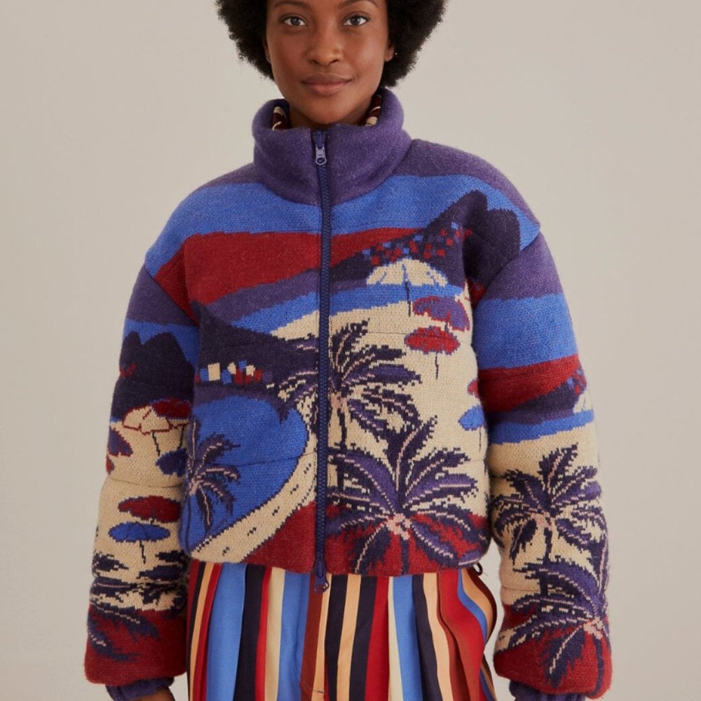 Farm Rio Carioca Tricot Puffer Jacket